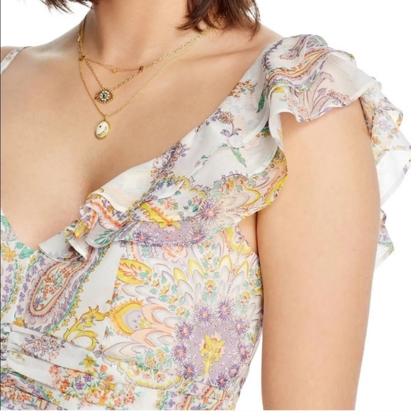 NWT LINI Naomi Ruffled V Neck Mini Dress Medium - Picture 3 of 14